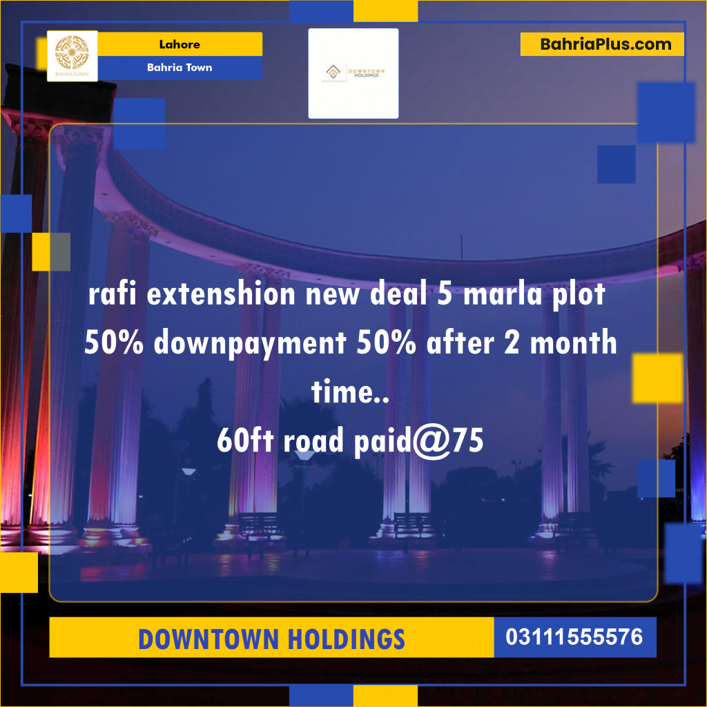 Residential Plot for Sale in Sector E - Rafi Ext. Block -  Bahria Town, Lahore - (BP-154560)