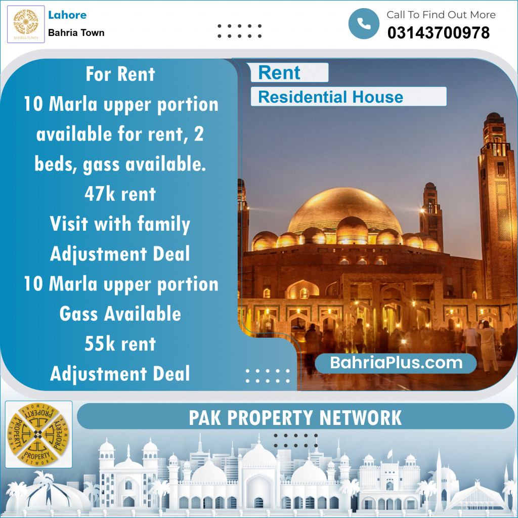 Residential House for Rent in Bahria Town, Lahore - (BP-154562)