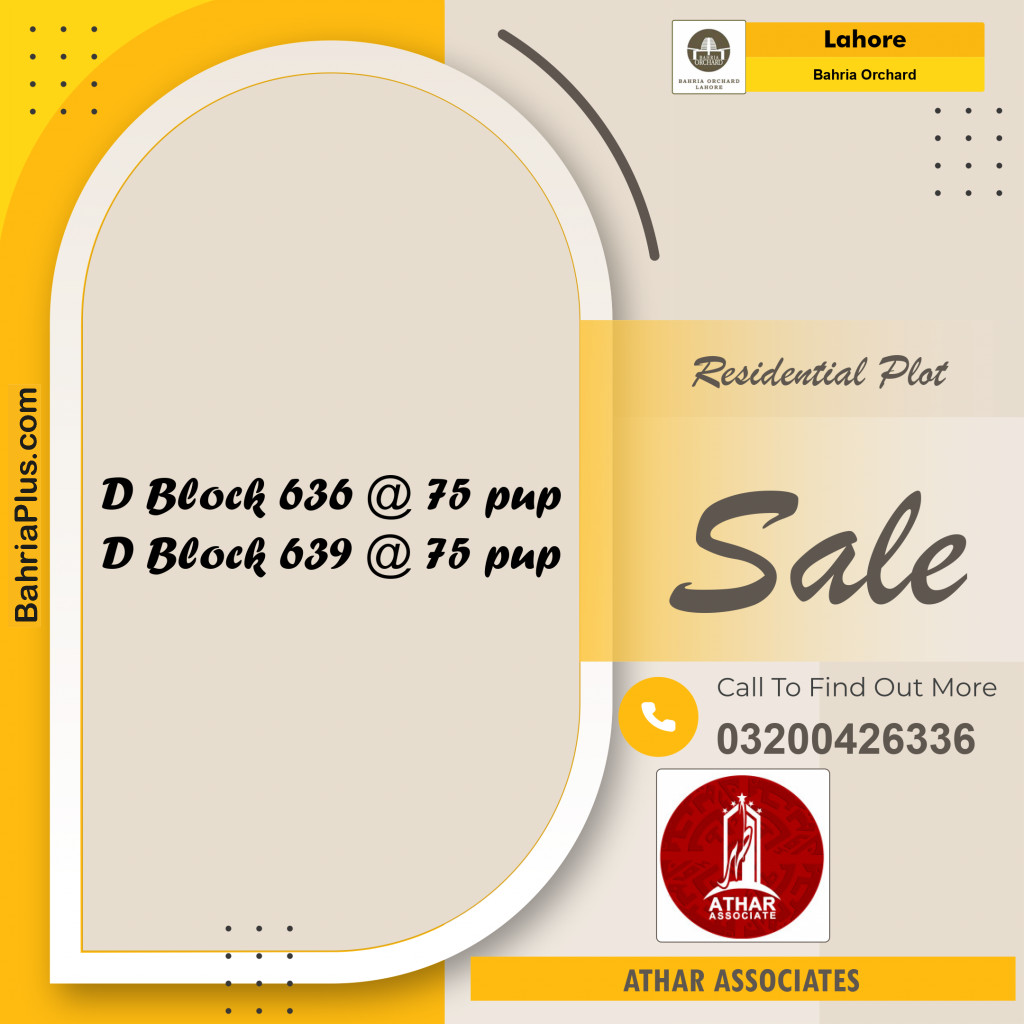 Residential Plot for Sale in Phase 2 - D Block -  Bahria Orchard, Lahore - (BP-154583)