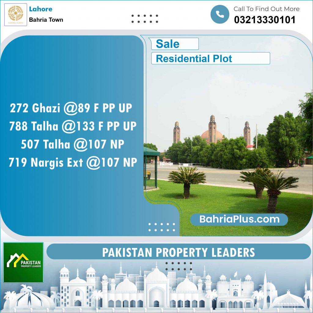 Residential Plot for Sale in Sector F - Ghazi Block -  Bahria Town, Lahore - (BP-154587)
