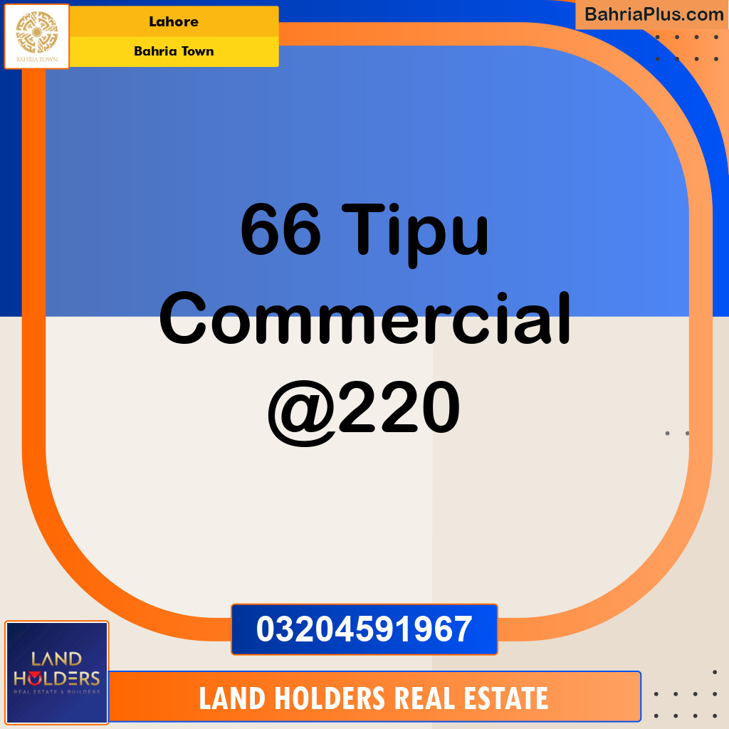 Commercial Plot for Sale in Sector F - Tipu Commercial -  Bahria Town, Lahore - (BP-154598)