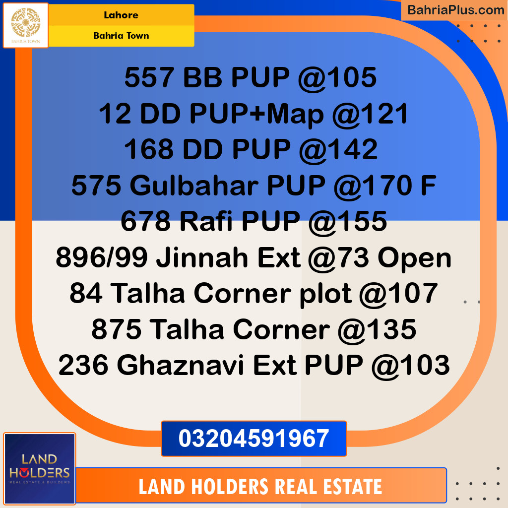 Residential Plot for Sale in Sector D - BB Block -  Bahria Town, Lahore - (BP-154601)