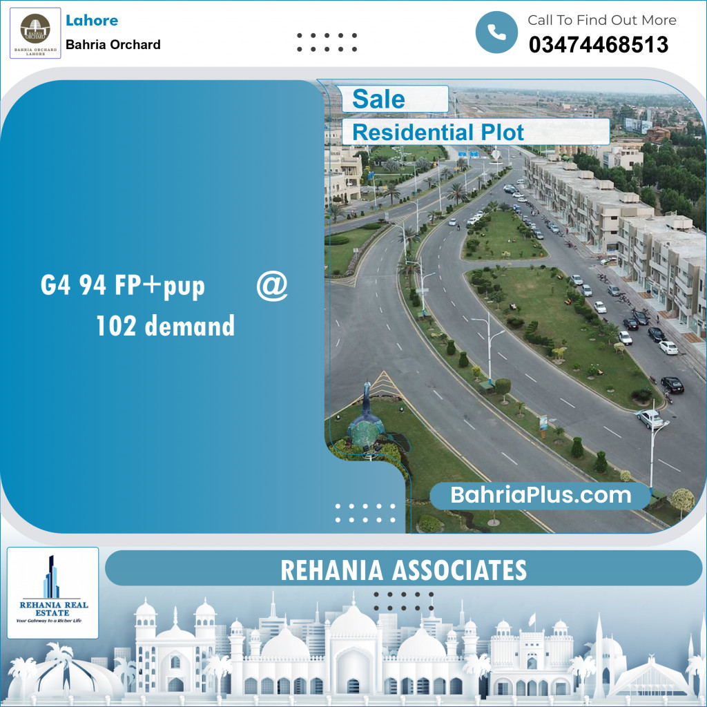 Residential Plot for Sale in Phase 4 - G4 Block -  Bahria Orchard, Lahore - (BP-154620)