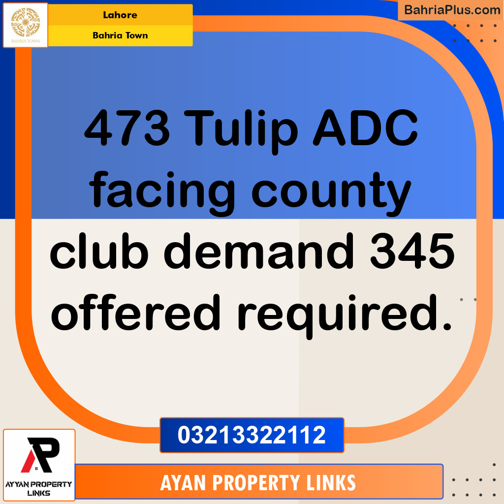Residential Plot for Sale in Sector C - Tulip Block - Bahria Town, Lahore - (BP-154633)