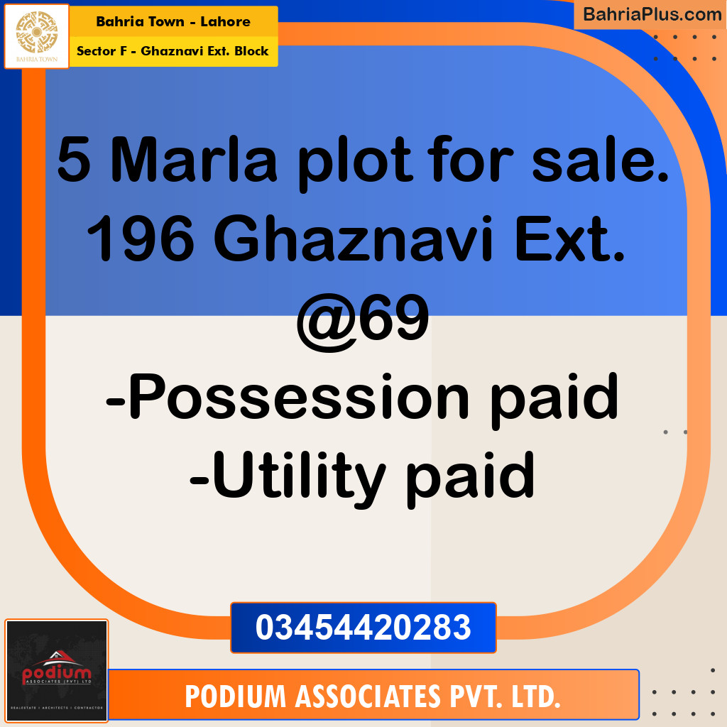 Residential Plot for Sale in Sector F - Ghaznavi Ext. Block -  Bahria Town, Lahore - (BP-154646)