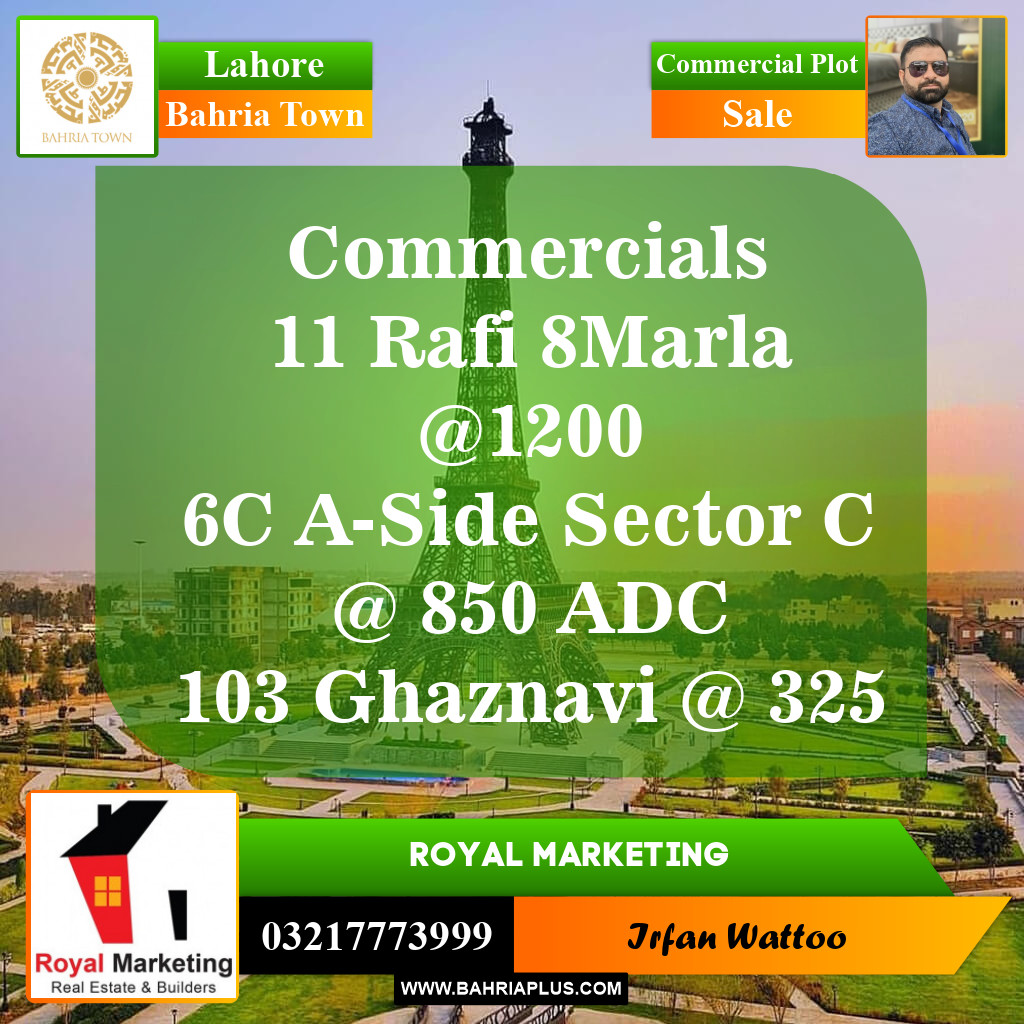 Commercial Plot for Sale in Sector E - Rafi Commercial - Bahria Town, Lahore - (BP-154660)