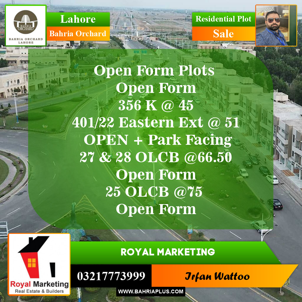 Residential Plot for Sale in Phase 2 - K Block - Bahria Orchard, Lahore - (BP-154662)