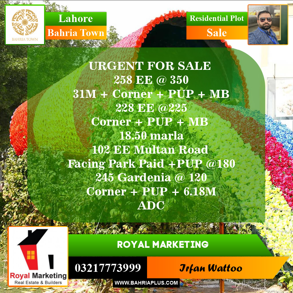Residential Plot for Sale in Sector D - EE Block -  Bahria Town, Lahore - (BP-154665)