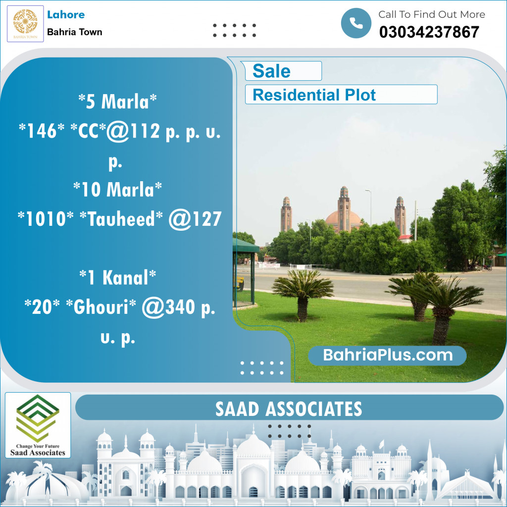 Residential Plot for Sale in Sector D - CC Block -  Bahria Town, Lahore - (BP-154675)