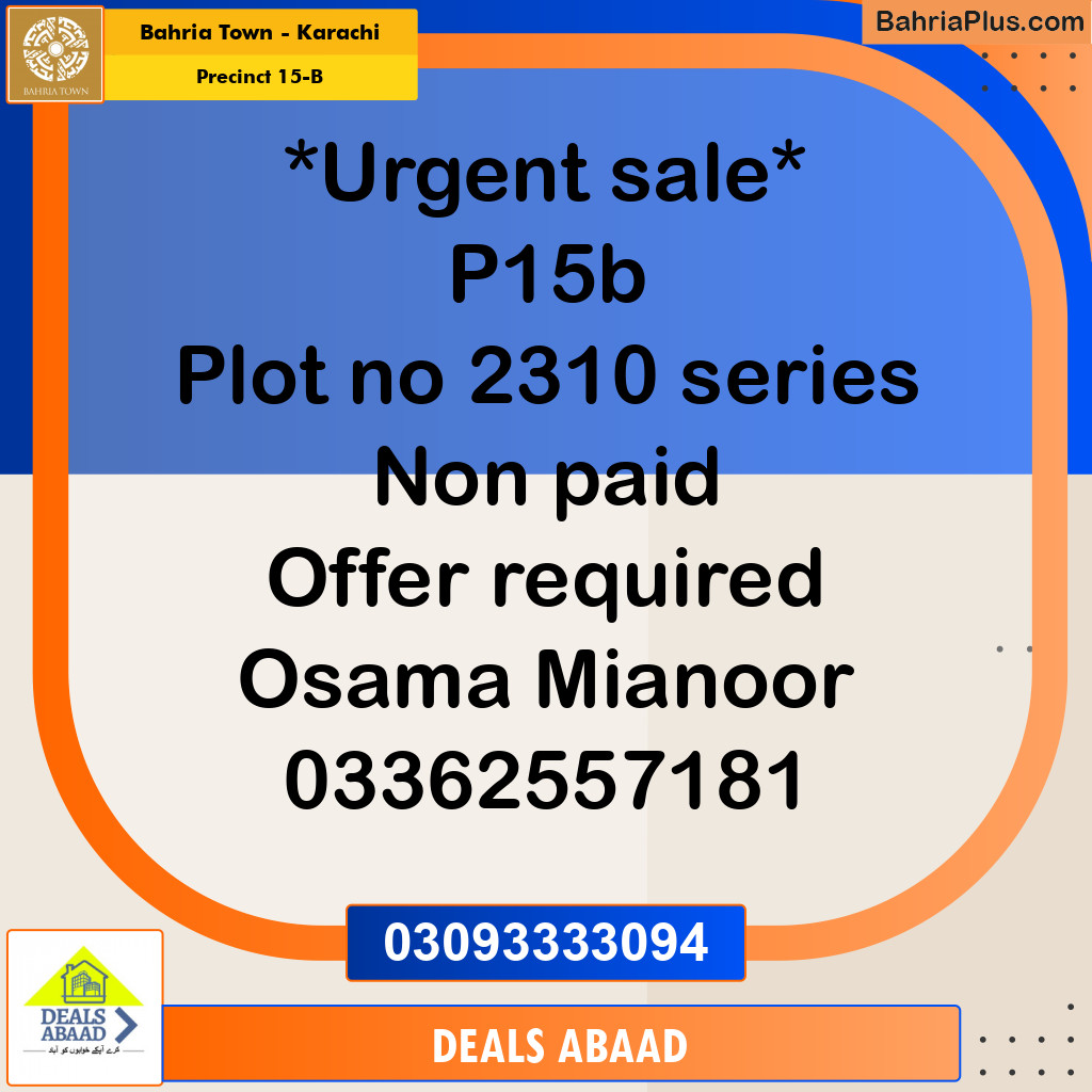 125 Sq. Yards Residential Plot for Sale in Precinct 15-B - Bahria Town, Karachi - (BP-154681)