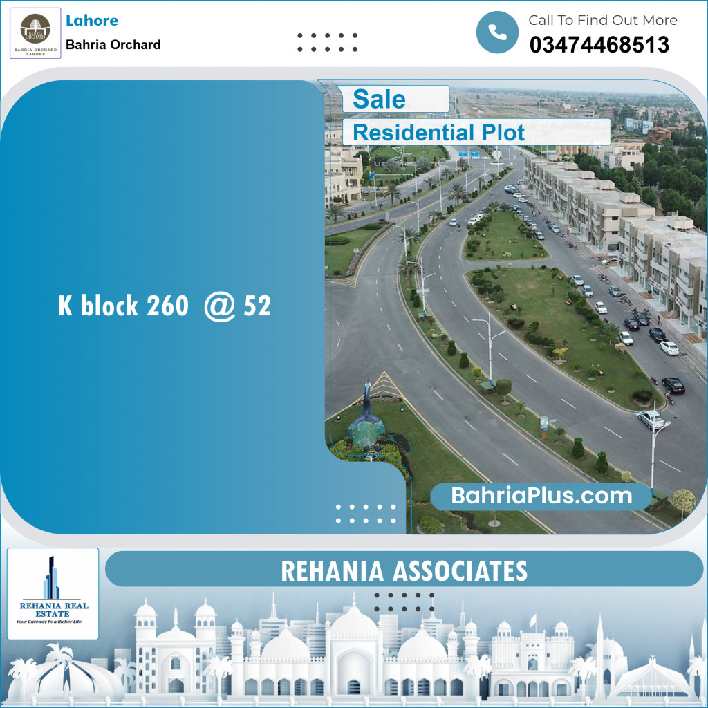 Residential Plot for Sale in Phase 2 - K Block - Bahria Orchard, Lahore - (BP-154705)