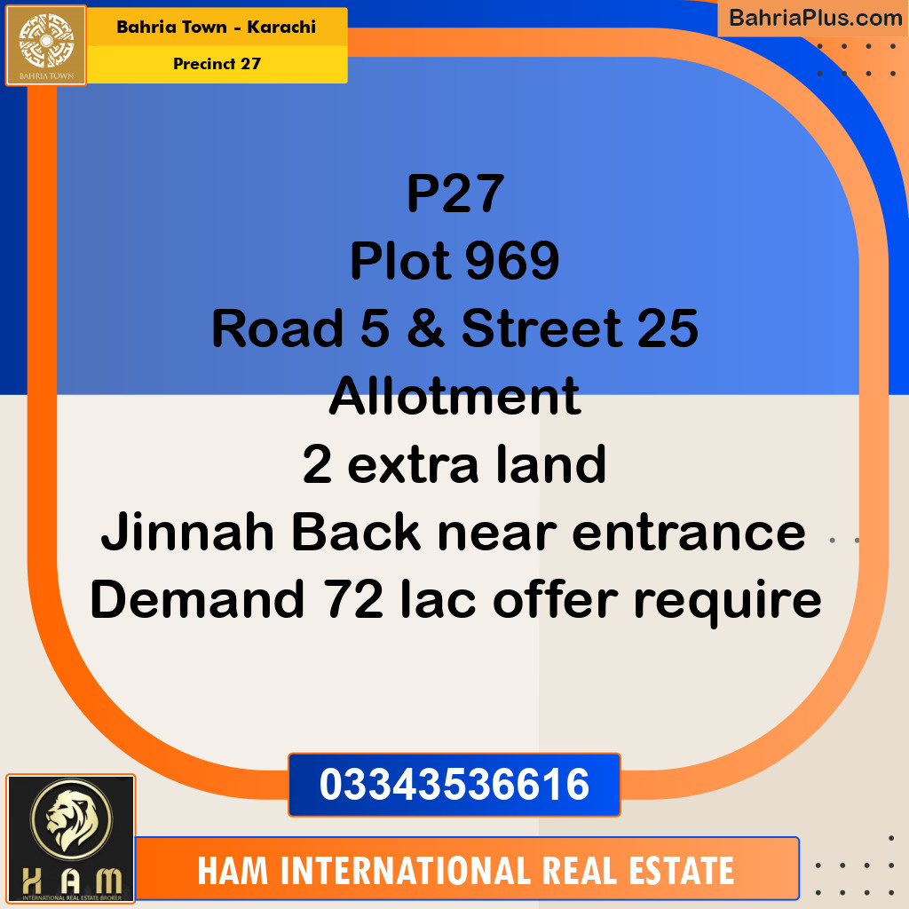 Residential Plot for Sale in Precinct 27 -  Bahria Town, Karachi - (BP-154726)