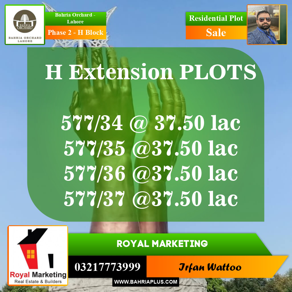 Residential Plot for Sale in Phase 2 - H Block -  Bahria Orchard, Lahore - (BP-154814)