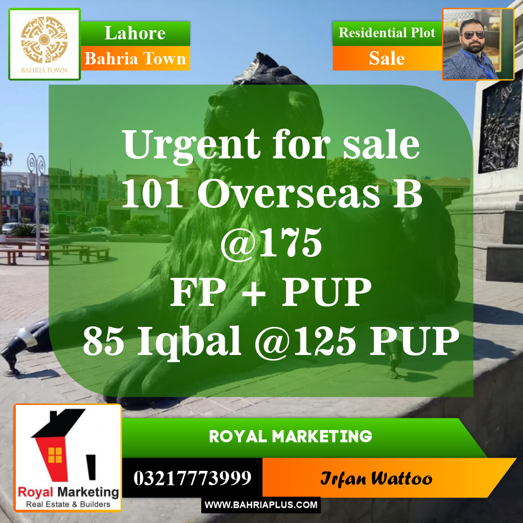 Residential Plot for Sale in Bahria Town, Lahore - (BP-154815)