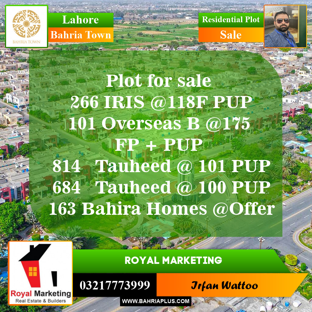 Residential Plot for Sale in Bahria Town, Lahore - (BP-154821)