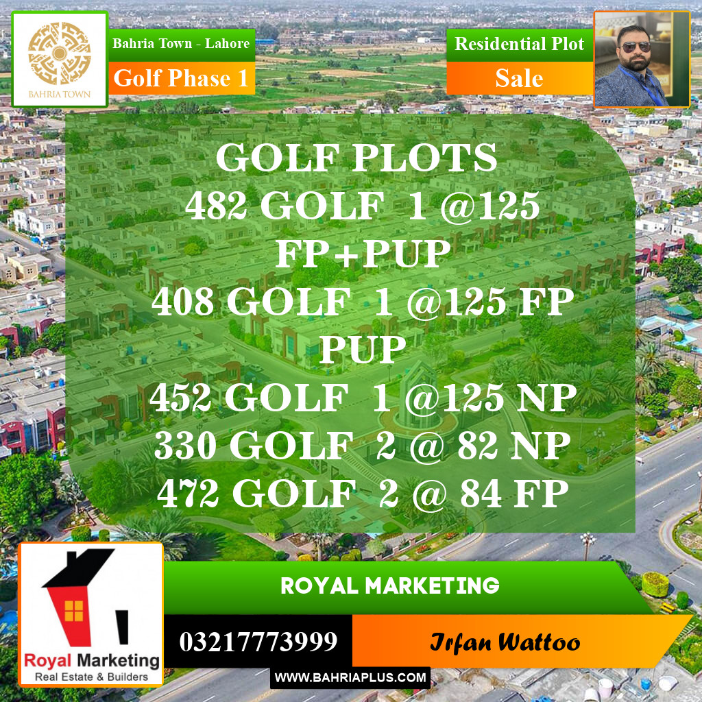 Residential Plot for Sale in Golf Phase 1 -  Bahria Town, Lahore - (BP-154824)