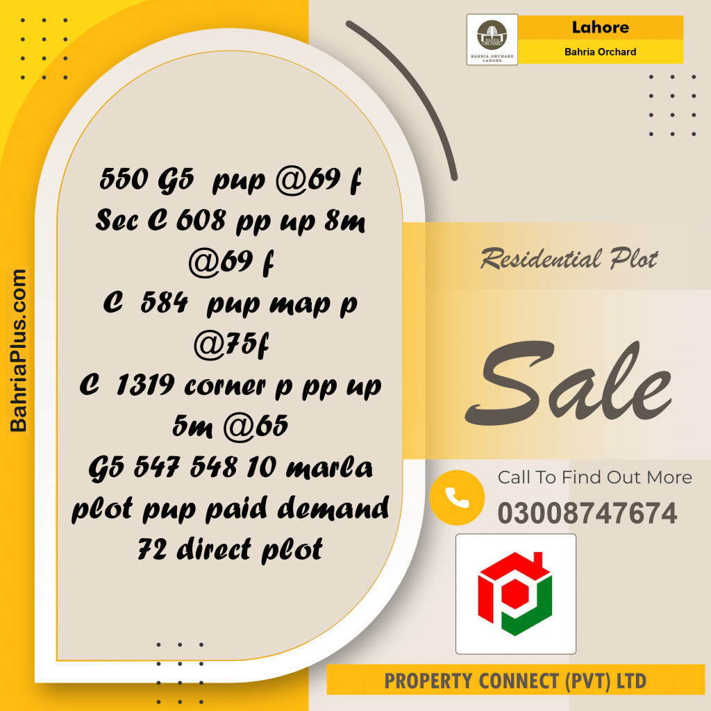 Residential Plot for Sale in Phase 4 - G5 Block -  Bahria Orchard, Lahore - (BP-154835)