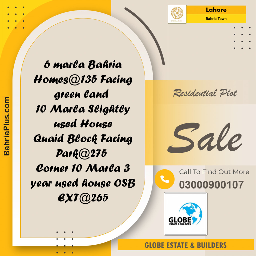 Residential Plot for Sale in Bahria Town, Lahore - (BP-154852)