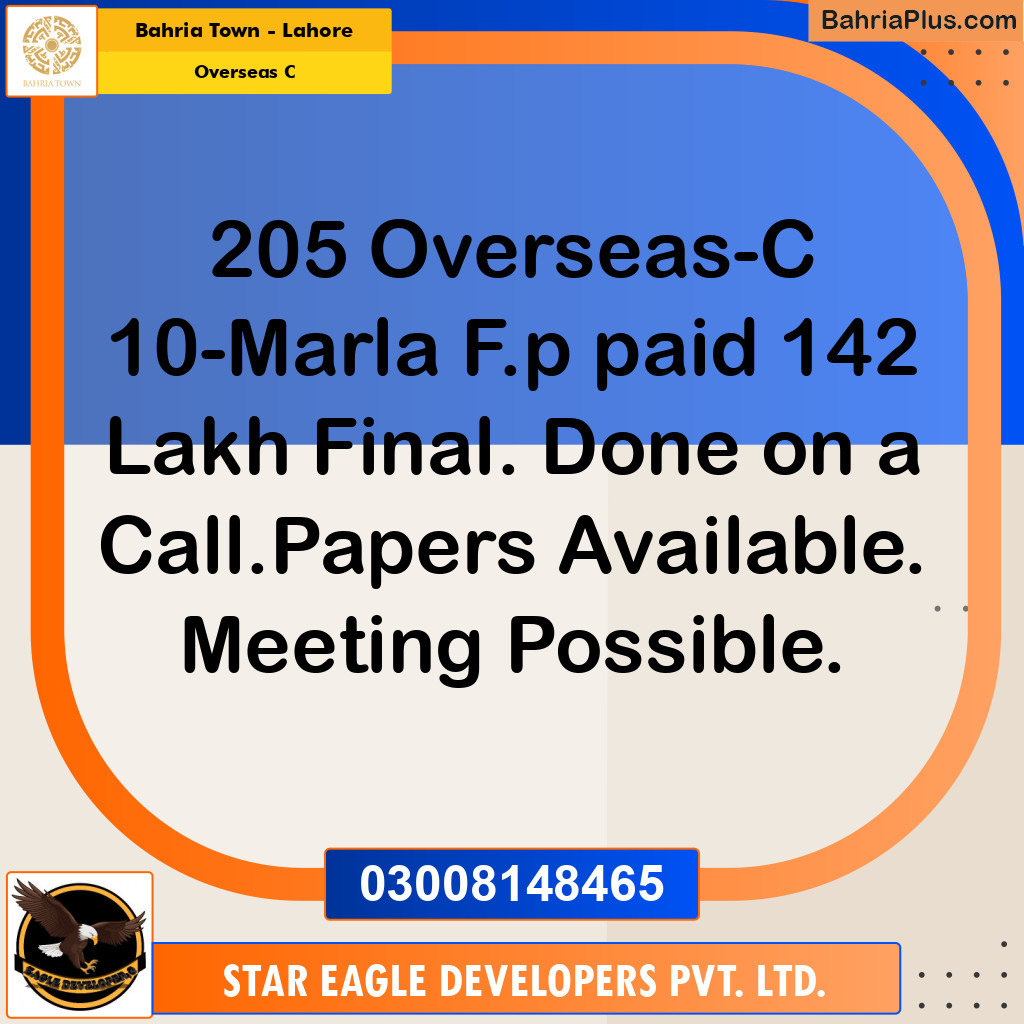 Residential Plot for Sale in Overseas C - Bahria Town, Lahore - (BP-154867)