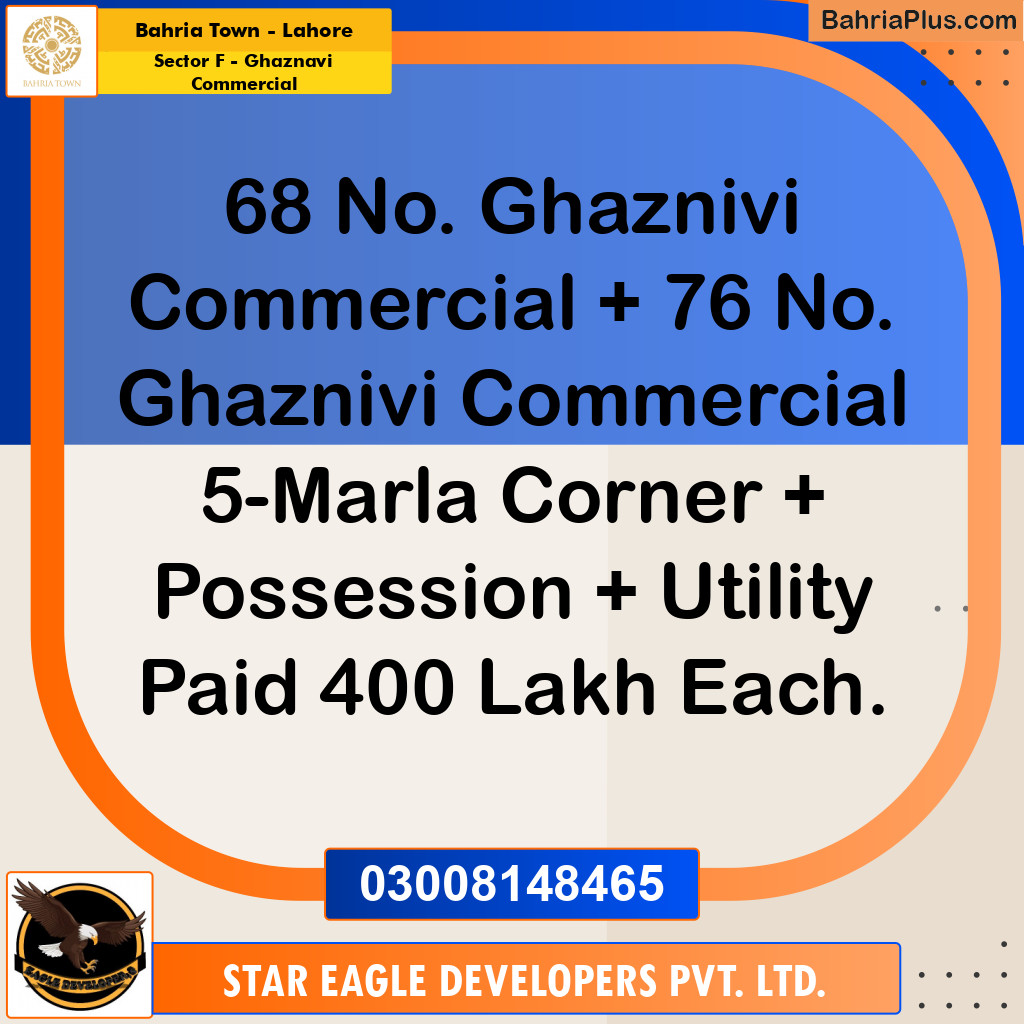 Commercial Plot for Sale in Sector F - Ghaznavi Commercial -  Bahria Town, Lahore - (BP-154870)