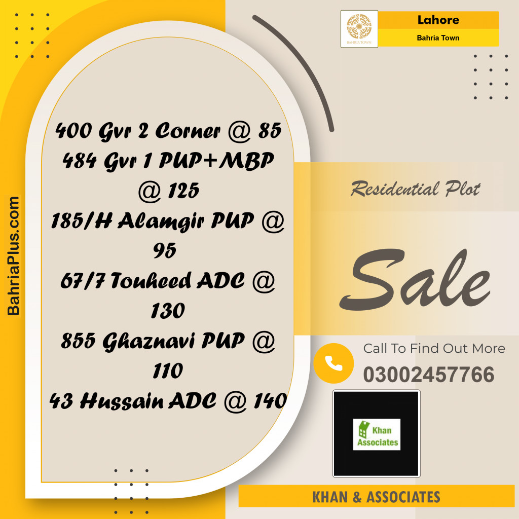 Residential Plot for Sale in Bahria Town, Lahore - (BP-154873)