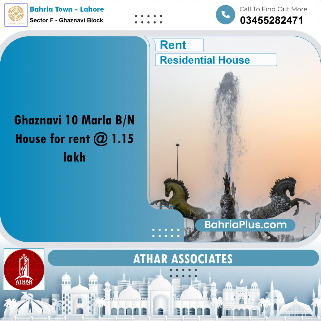 Residential House for Rent in Sector F - Ghaznavi Block -  Bahria Town, Lahore - (BP-154892)