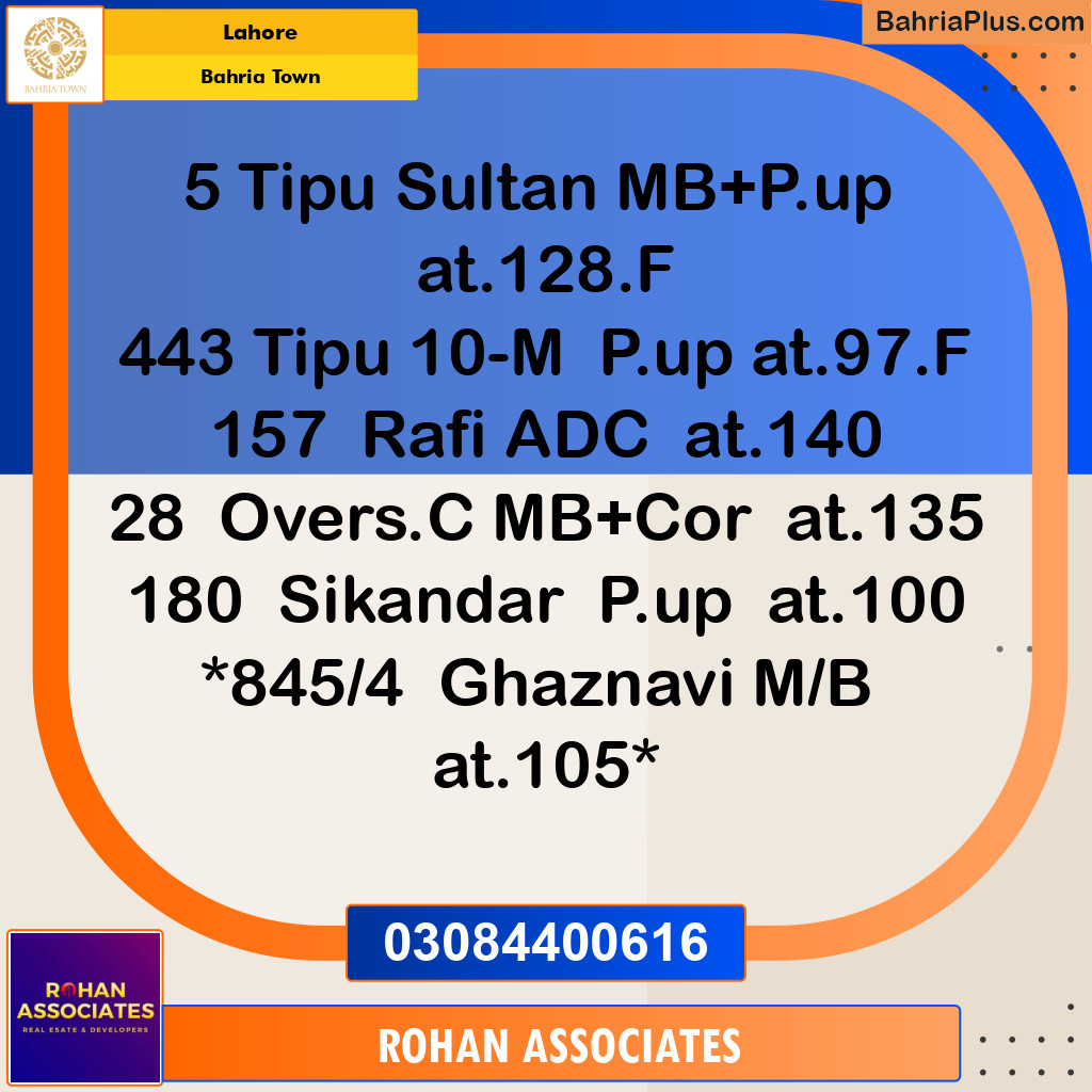 Residential Plot for Sale in Sector F - Tipu Sultan Block -  Bahria Town, Lahore - (BP-154897)