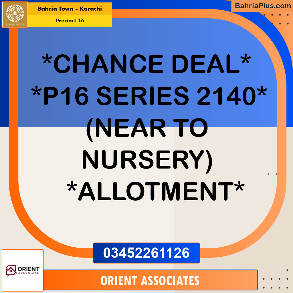 250 Sq. Yards Residential Plot for Sale in Precinct 16 - Bahria Town, Karachi - (BP-154927)