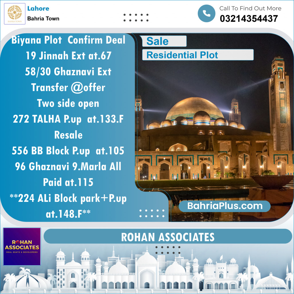 Residential Plot for Sale in Sector E - Jinnah Ext. Block -  Bahria Town, Lahore - (BP-154945)