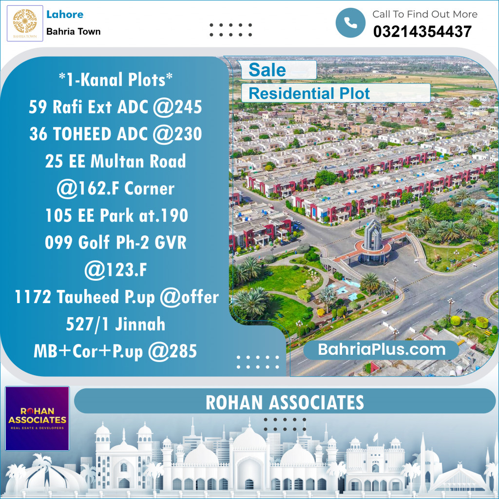 Residential Plot for Sale in Sector E - Rafi Ext. Block -  Bahria Town, Lahore - (BP-154946)