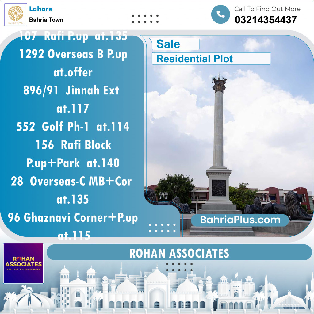 Residential Plot for Sale in Bahria Town, Lahore - (BP-154955)