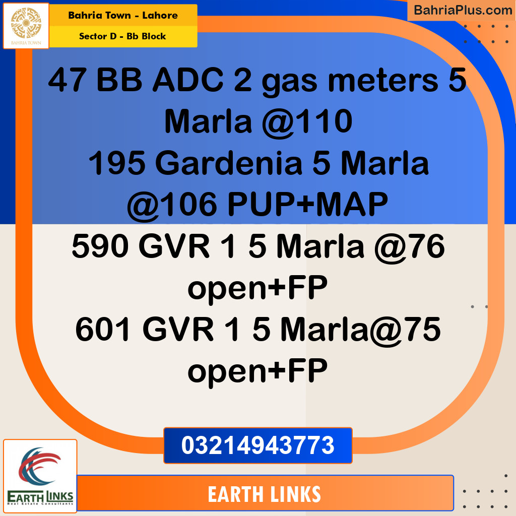 Residential Plot for Sale in Sector D - BB Block -  Bahria Town, Lahore - (BP-154960)