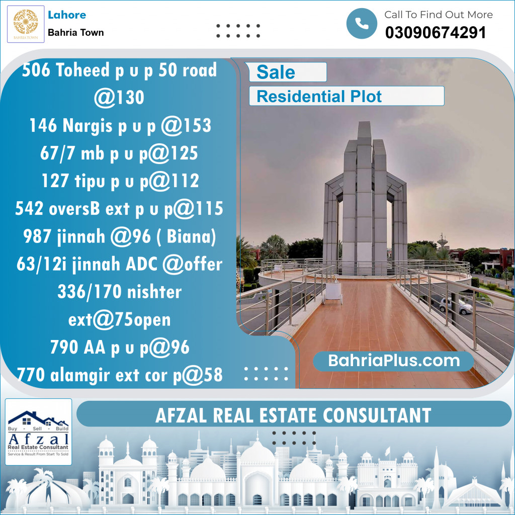 Residential Plot for Sale in Bahria Town, Lahore - (BP-154998)