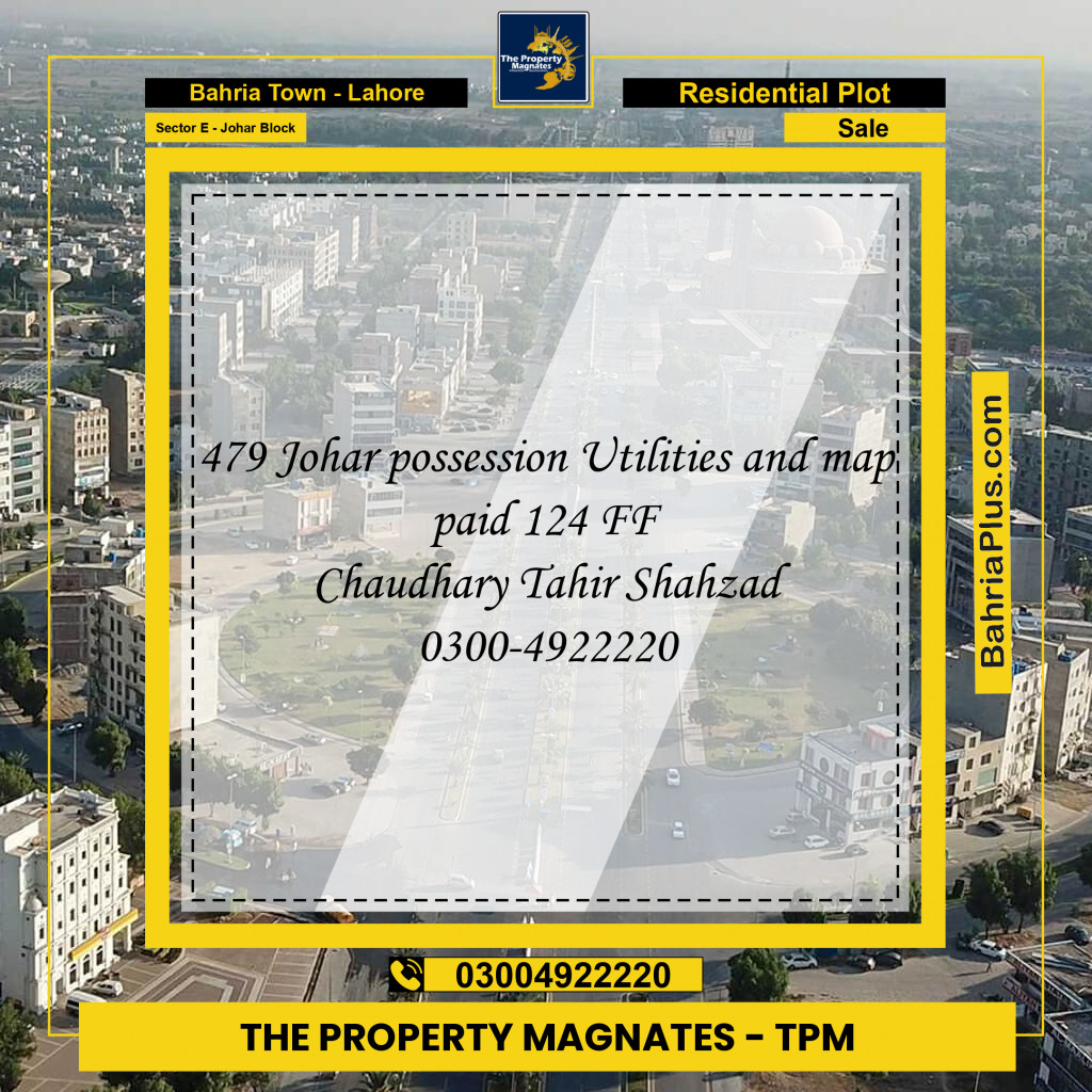 Residential Plot for Sale in Sector E - Johar Block -  Bahria Town, Lahore - (BP-155030)