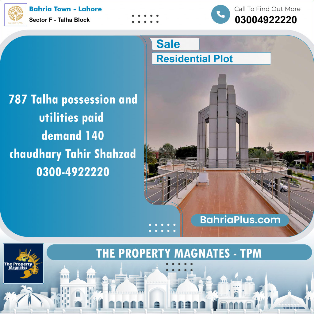 Residential Plot for Sale in Sector F - Talha Block -  Bahria Town, Lahore - (BP-155033)