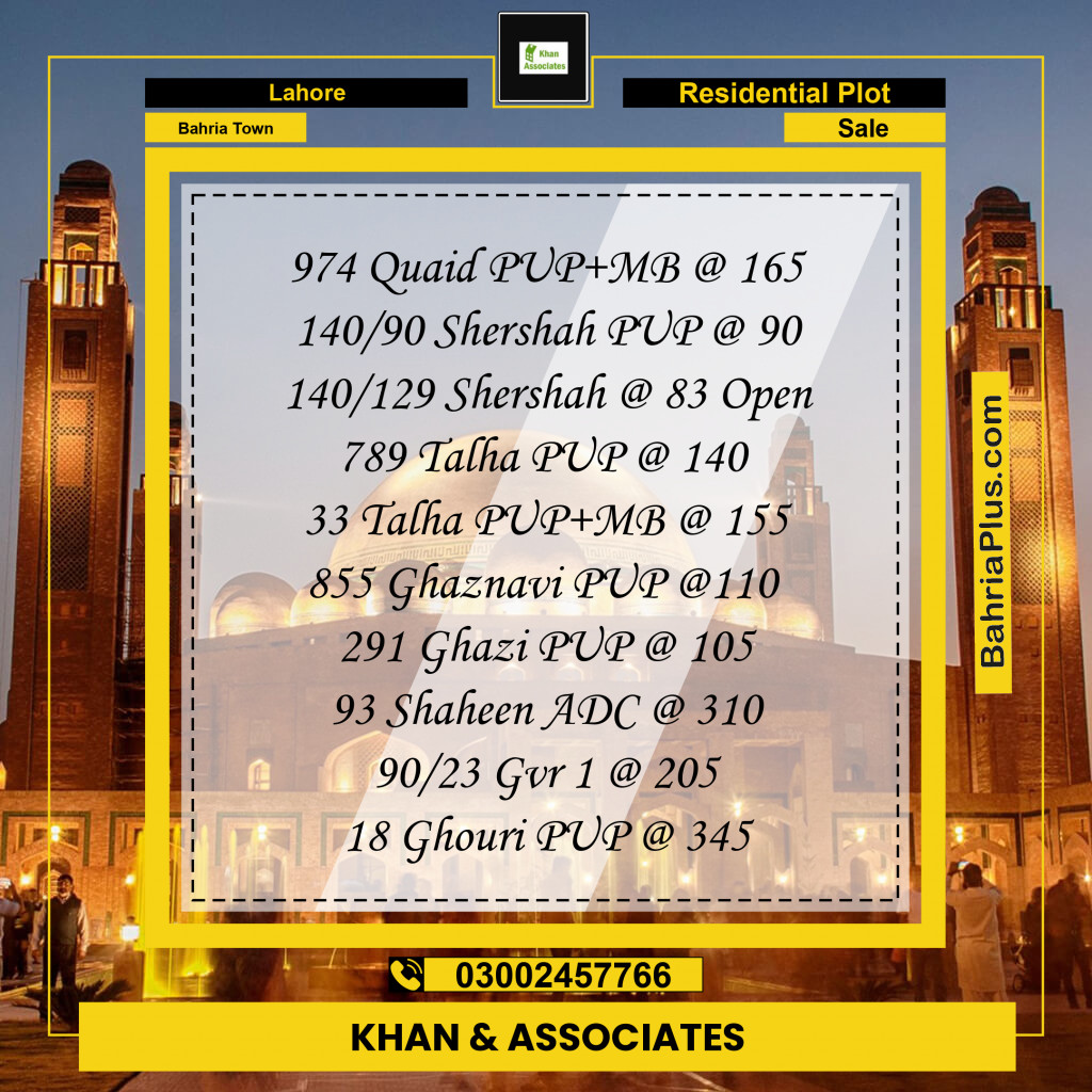 Residential Plot for Sale in Bahria Town, Lahore - (BP-155036)
