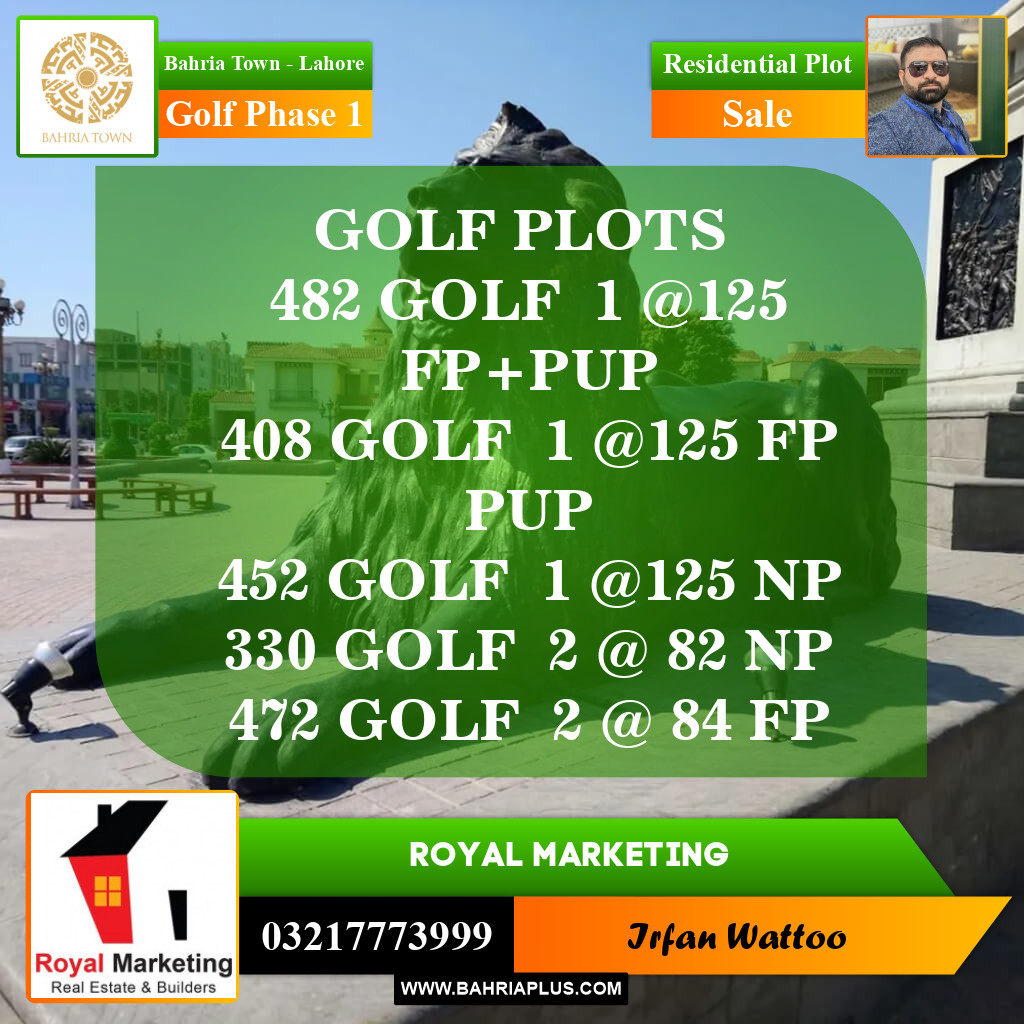 Residential Plot for Sale in Golf Phase 1 -  Bahria Town, Lahore - (BP-155041)