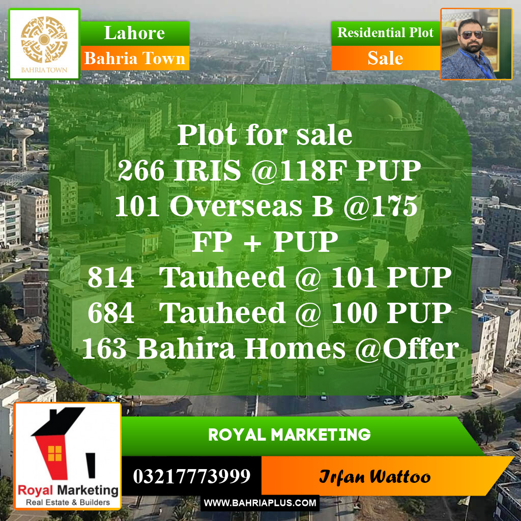 Residential Plot for Sale in Bahria Town, Lahore - (BP-155045)