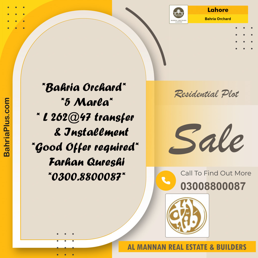 Residential Plot for Sale in Bahria Orchard, Lahore - (BP-155053)