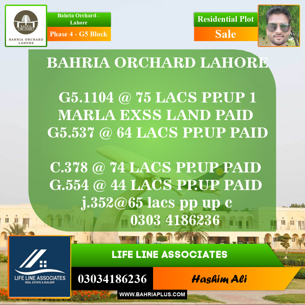 Residential Plot for Sale in Phase 4 - G5 Block -  Bahria Orchard, Lahore - (BP-155062)
