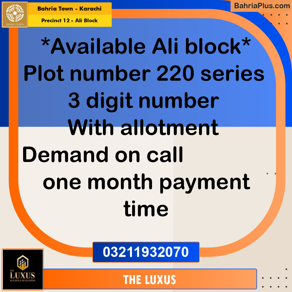 125 Sq. Yards Residential Plot for Sale in Precinct 12 - Ali Block -  Bahria Town, Karachi - (BP-155064)