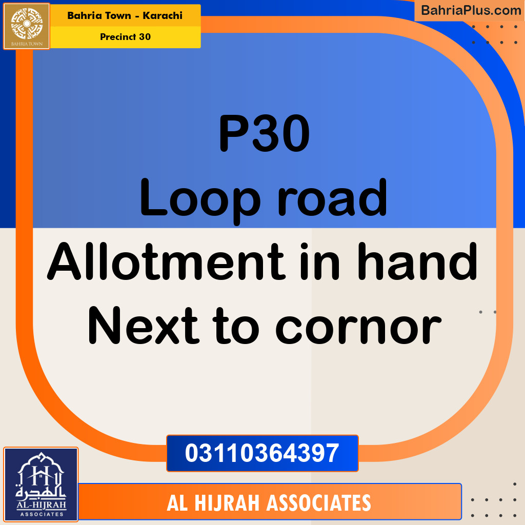 250 Sq. Yards Residential Plot for Sale in Precinct 30 -  Bahria Town, Karachi - (BP-155072)