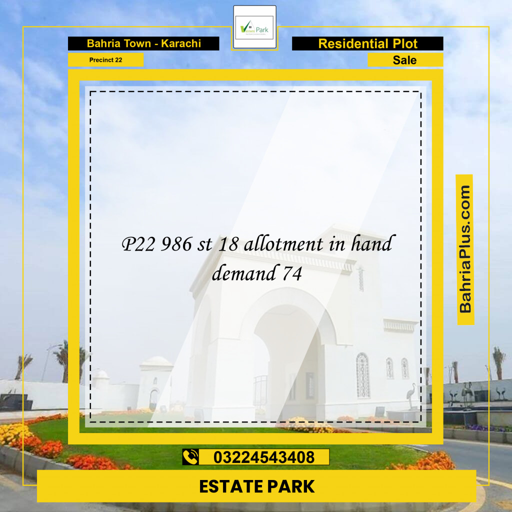 250 Sq. Yards Residential Plot for Sale in Precinct 22 -  Bahria Town, Karachi - (BP-155101)