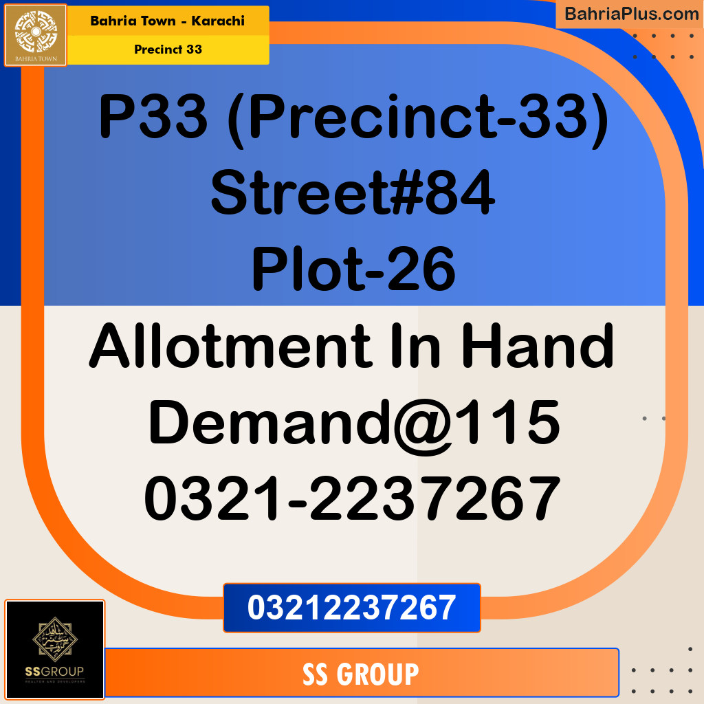 Residential Plot for Sale in Precinct 33 -  Bahria Town, Karachi - (BP-155113)