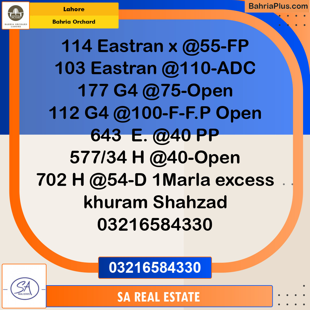 Residential Plot for Sale in Bahria Orchard, Lahore - (BP-155125)
