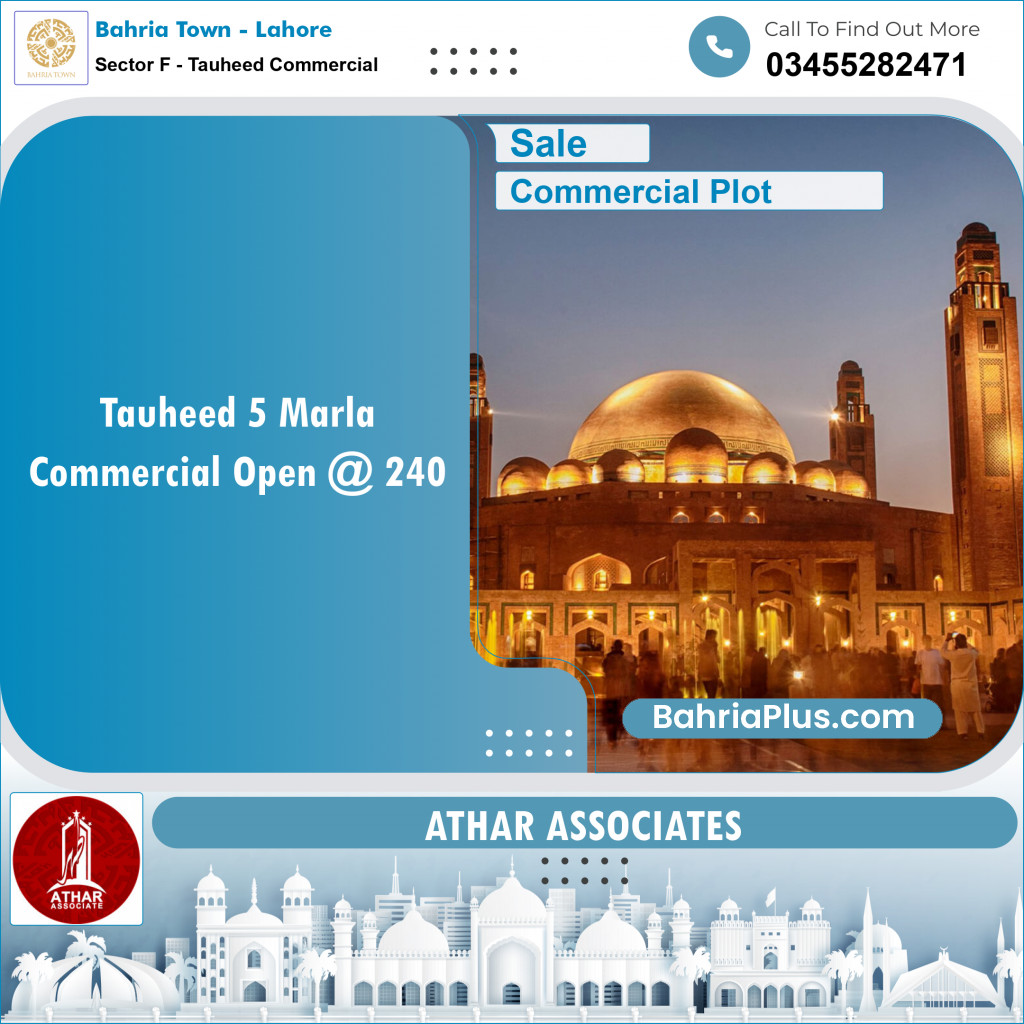 Commercial Plot for Sale in Sector F - Tauheed Commercial -  Bahria Town, Lahore - (BP-155131)