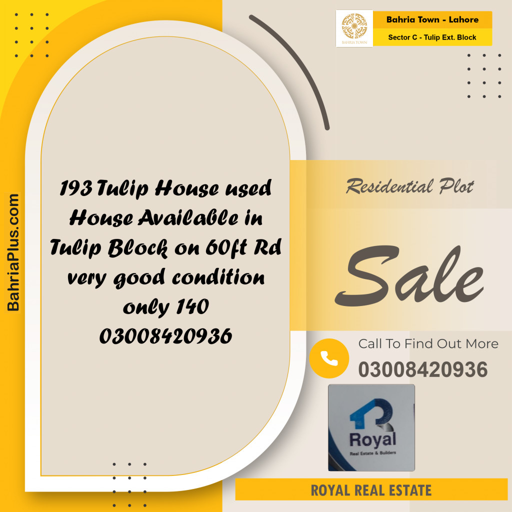 Residential Plot for Sale in Sector C - Tulip Ext. Block -  Bahria Town, Lahore - (BP-155176)
