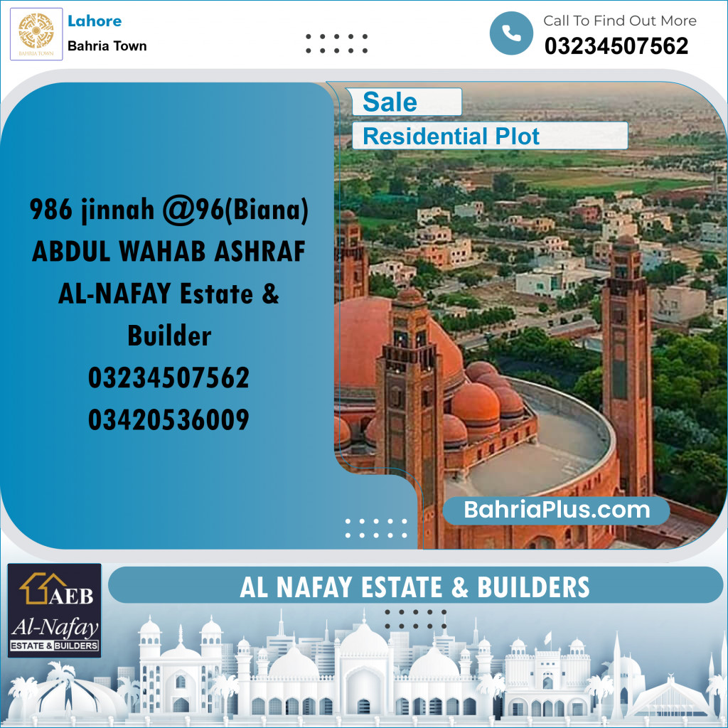 Residential Plot for Sale in Bahria Town, Lahore - (BP-155189)