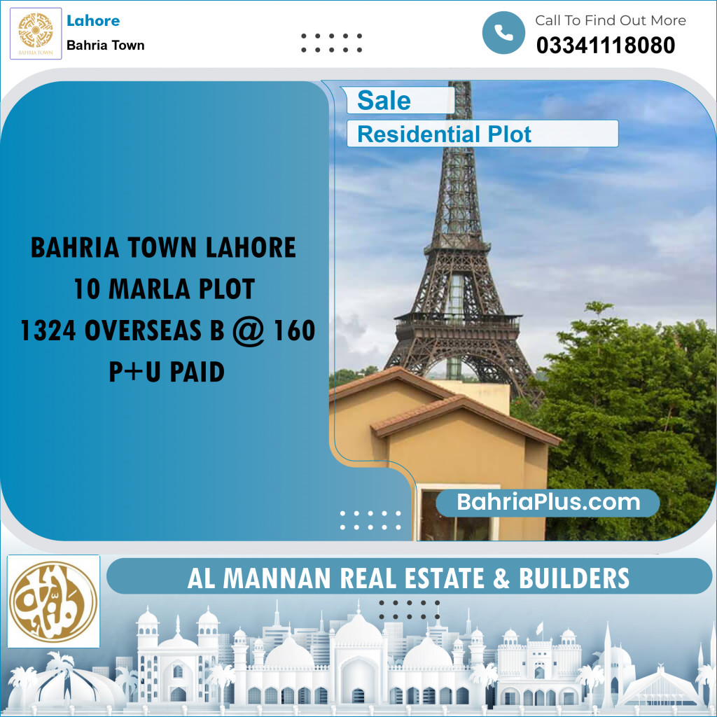 Residential Plot for Sale in Overseas B -  Bahria Town, Lahore - (BP-155202)