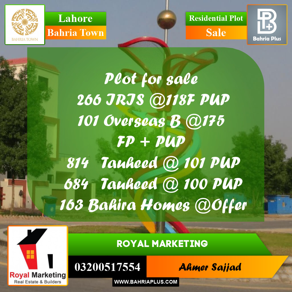 Residential Plot for Sale in Bahria Town, Lahore - (BP-155207)
